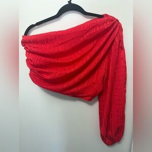 Red One-Shoulder Draped Top